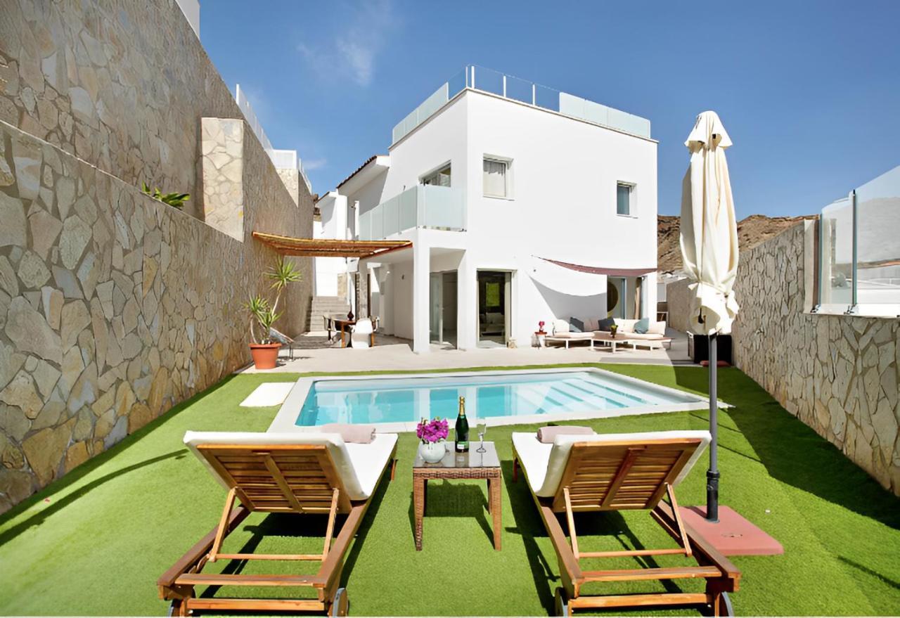 Dream Villa With Heated Pool, Rooftop & Ocean Views Mogán المظهر الخارجي الصورة